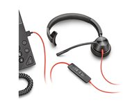 Poly Blackwire 3315 - Blackwire 3300 series - hodesett - on-ear - kablet - 3,5 mm jakk, USB-C - svart - UC-sertifisert, Certified for Microsoft Teams 8X218AA