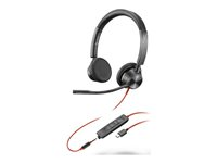 Poly Blackwire 3325 - Blackwire 3300 series - hodesett - on-ear - kablet - 3,5 mm jakk, USB-C - svart - Certified for Microsoft Teams, UC-sertifisert 8X222AA