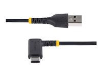 StarTech.com 1ft (30cm) USB A to C Charging Cable Right Angle, Heavy Duty Fast Charge USB-C Cable, USB 2.0 A to Type-C, Durable and Rugged Aramid Fiber, 3A, S20/iPad/Pixel - High Quality USB Charging Cord (R2ACR-30C-USB-CABLE) - USB-kabel - USB (hann) rett til 24 pin USB-C (hann) rettvinklet - Thunderbolt 3 / USB 2.0 - 3 A - 30 cm - svart R2ACR-30C-USB-CABLE