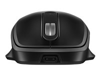 HP 515 - Mus - full størrelse, ultra-rask oppladbar - 5 knapper - trådløs - 2.4 GHz - USB trådløs mottaker - svart 9C2F7AA