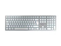 CHERRY KW 9100 SLIM - Tastatur - trådløs - 2.4 GHz, Bluetooth 4.0 - Pan Nordic - tastsvitsj: CHERRY SX - sølv, hvit JK-9110PN-1