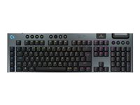 Logitech G G915 X - Tastatur - gaming, LIGHTSPEED - full size - bakgrunnsbelyst - trådløs - Bluetooth, 2.4 GHz, USB-C - svart 920-012707