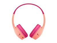 Belkin SoundForm Mini - Hodetelefoner med mikrofon - on-ear - Bluetooth - trådløs, kablet - 3,5 mm jakk - rosa AUD002BTPKV3