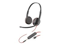 Poly Blackwire C3225 - Blackwire 3200 Series - hodesett - on-ear - kablet - USB-C, 3,5 mm jakk - svart - Skype Certified, Cisco Jabber Certified, Avaya Certified 80S04AA