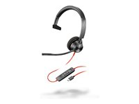 Poly Blackwire 3310 - Blackwire 3300 series - hodesett - on-ear - kablet - USB-C - svart - UC-sertifisert 8X215AA