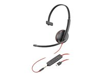 Poly Blackwire C3215 - Blackwire 3200 Series - hodesett - on-ear - kablet - USB-C, 3,5 mm jakk - svart - Skype Certified, Cisco Jabber Certified, Avaya Certified 80S05A6
