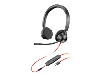 Poly Blackwire 3325 - Blackwire 3300 series - hodesett - on-ear - kablet - 3,5 mm jakk, USB-C - svart - Certified for Microsoft Teams 76J23AA