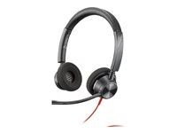 Poly Blackwire 3320 - Blackwire 3300 series - hodesett - on-ear - kablet - USB-C - svart - UC-sertifisert, Certified for Microsoft Teams 8X220AA