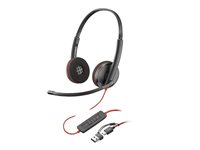 Poly Blackwire 3220 - Blackwire 3200 Series - hodesett - on-ear - kablet - USB-C - svart - Certified for Skype for Business, Cisco Jabber Certified, Avaya Certified, UC-sertifisert 8X2J9A6