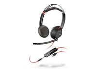 Poly Blackwire 5220 - Hodesett - on-ear - kablet - USB-C, 3,5 mm jakk - svart - Certified for Skype for Business, Cisco Jabber Certified, Avaya Certified, Certified for Microsoft Teams, Zoom Certified, UC-sertifisert, Works With Chromebook Certified 8X231AA