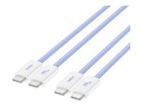 Belkin BoostCharge - USB-kabel - 24 pin USB-C (hann) til 24 pin USB-C (hann) - 1.5 m - USB Power Delivery (60W), flettet kabel - blå (en pakke 2) BBD008HQ05BL2PK