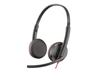 Poly Blackwire C3225 - Blackwire 3200 Series - hodesett - on-ear - kablet - USB-C, 3,5 mm jakk - svart - Skype Certified, Cisco Jabber Certified, Avaya Certified 80S04A6