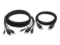 Eaton Tripp Lite Series Dual DisplayPort KVM Cable Kit 4K USB 3.5 mm Audio 3xM/3xM 6ft - Video- / USB / audio-kabel - minijakk, USB, DisplayPort (hann) til DisplayPort, USB-type B, minijakk (hann) - 1.83 m - 4K-støtte - svart P783-006-DP