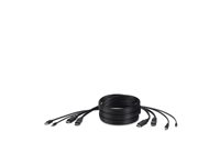 Belkin Secure KVM Combo Cable - Tastatur / video / mus / lydkabel - TAA-samsvar - USB, minijakk, DisplayPort (hann) til mini-phone stereo 3.5 mm, USB-type B, DisplayPort (hann) - 3.04 m - svart F1D9020B10T