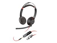 Poly Blackwire 5220 - Hodesett - on-ear - kablet - USB-C, 3,5 mm jakk - svart - Certified for Skype for Business, Cisco Jabber Certified, Avaya Certified, Certified for Microsoft Teams, Zoom Certified, UC-sertifisert, Works With Chromebook Certified 8X231A6