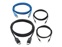 Eaton Tripp Lite Series DisplayPort KVM Cable Kit for Tripp Lite B005-DPUA2-K and B005-DPUA4 KVM, 4K DP, USB 3.1, 3.5 mm, 10 ft. - Video- / USB- / lydkabelsett - USB 3.1 Gen 1 / DisplayPort 1.2 - 3.05 m - 4K-støtte - svart, blå P785-DPKIT10