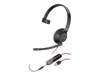 Poly Blackwire 5210 - Hodesett - on-ear - kablet - USB, 3,5 mm jakk - svart - Certified for Microsoft Teams, Certified for Skype for Business, Cisco Jabber Certified, Avaya Certified 80R98A6