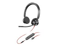 Poly Blackwire 3325 - Blackwire 3300 series - hodesett - on-ear - kablet - 3,5 mm jakk, USB-C - svart - UC-sertifisert 8X221AA