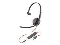 Poly Blackwire 3215 - Blackwire 3200 Series - hodesett - on-ear - kablet - USB-A, 3,5 mm jakk - svart - Skype Certified, Cisco Jabber Certified, Avaya Certified 80S06AA