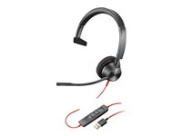 Poly Blackwire 3310 - Blackwire 3300 series - hodesett - on-ear - kablet - USB-A - svart 767F7AA