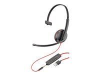 Poly Blackwire 3215 - Blackwire 3200 Series - hodesett - on-ear - kablet - USB-A, 3,5 mm jakk - svart - Skype Certified, Cisco Jabber Certified, Avaya Certified 80S06A6