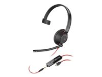 Poly Blackwire 5210 - Blackwire 5200 series - hodesett - on-ear - kablet - 3,5 mm jakk, USB-C - svart - Certified for Microsoft Teams, Certified for Skype for Business, Cisco Jabber Certified, Avaya Certified, Works With Chromebook Certified, Zoom Certified, UC-sertifisert 8X230A6