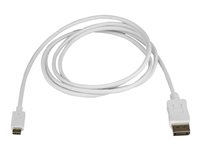 StarTech.com 6ft/1.8m USB C to DisplayPort 1.2 Cable 4K 60Hz, USB-C to DisplayPort Adapter Cable HBR2, USB Type-C DP Alt Mode to DP Monitor Video Cable, Works with Thunderbolt 3, White - USB-C Male to DP Male (CDP2DPMM6W) - DisplayPort-kabel - 24 pin USB-C (hann) til DisplayPort (hann) - Displayport 1.2/Thunderbolt 3 - 1.8 m - støtte for 4K 60 Hz (3840 x 2160) - hvit CDP2DPMM6W