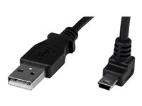 StarTech.com 1m Mini USB Cable Cord - A to Up Angle Mini B - Up Angled Mini USB Cable - 1x USB A (M), 1x USB Mini B (M) - Black (USBAMB1MU) - USB-kabel - USB (hann) til mini-USB type B (hann) - 1 m - 90° kontakt - svart USBAMB1MU