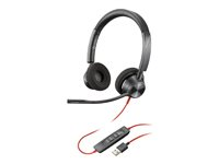 Poly Blackwire 3320 - Blackwire 3300 series - hodesett - on-ear - kablet - USB-A - svart 76J16AA