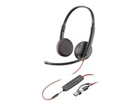 Poly Blackwire 3225 - Blackwire 3200 Series - hodesett - on-ear - kablet - 3,5 mm jakk, USB-C - svart - Certified for Skype for Business, Cisco Jabber Certified, Avaya Certified, UC-sertifisert 8X229AA