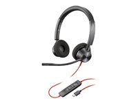 Poly Blackwire 3320 - Blackwire 3300 series - hodesett - on-ear - kablet - USB-C - svart - UC-sertifisert 8X219AA