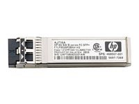 HPE B-Series - SFP+ transceivermodul - 8 Gb-fiberkanal (SW) - Fiberkanal - gjenmarkedsført - for Brocade 16Gb/12, 16Gb/24; HPE 8/24, 8/8; StoreFabric SN4000, SN6500, SN8600B 4-slot AJ716BR
