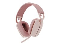 Logitech Zone Vibe Wireless - Hodesett - full størrelse - Bluetooth - trådløs - USB-C via Bluetooth-adapter - rosa - Certified for Microsoft Teams 981-001176