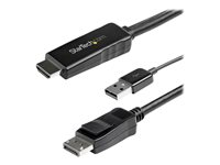 StarTech.com 2m (6ft) HDMI to DisplayPort Cable 4K 30Hz, Active HDMI 1.4 to DP 1.2 Adapter Converter Cable with Audio, USB Powered, Mac & Windows, HDMI Laptop to DP Monitor, Male/Male - Built-In USB Cable - Videokabel - HDMI, USB (kun strøm) hann til DisplayPort hann - 2 m - svart - 4K-støtte, aktiv HD2DPMM2M