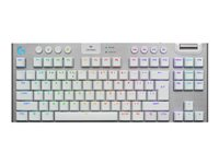 Logitech G G915 X - Tastatur - gaming, LIGHTSPEED - TKL - bakgrunnsbelyst - trådløs - USB-C, Bluetooth, 2.4 GHz - hvit 920-012735